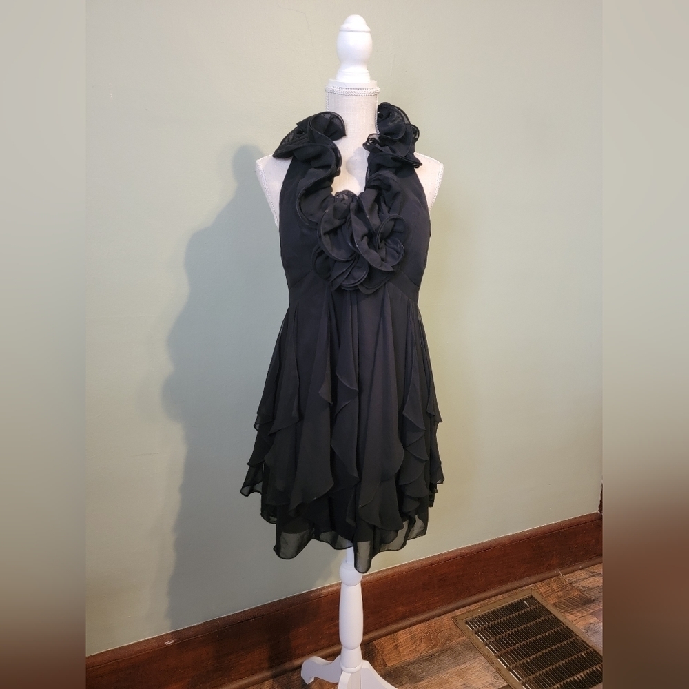 Nina Cannaci Woman's 8 Black Halter Ruffle Dress Formal Party Halter a1